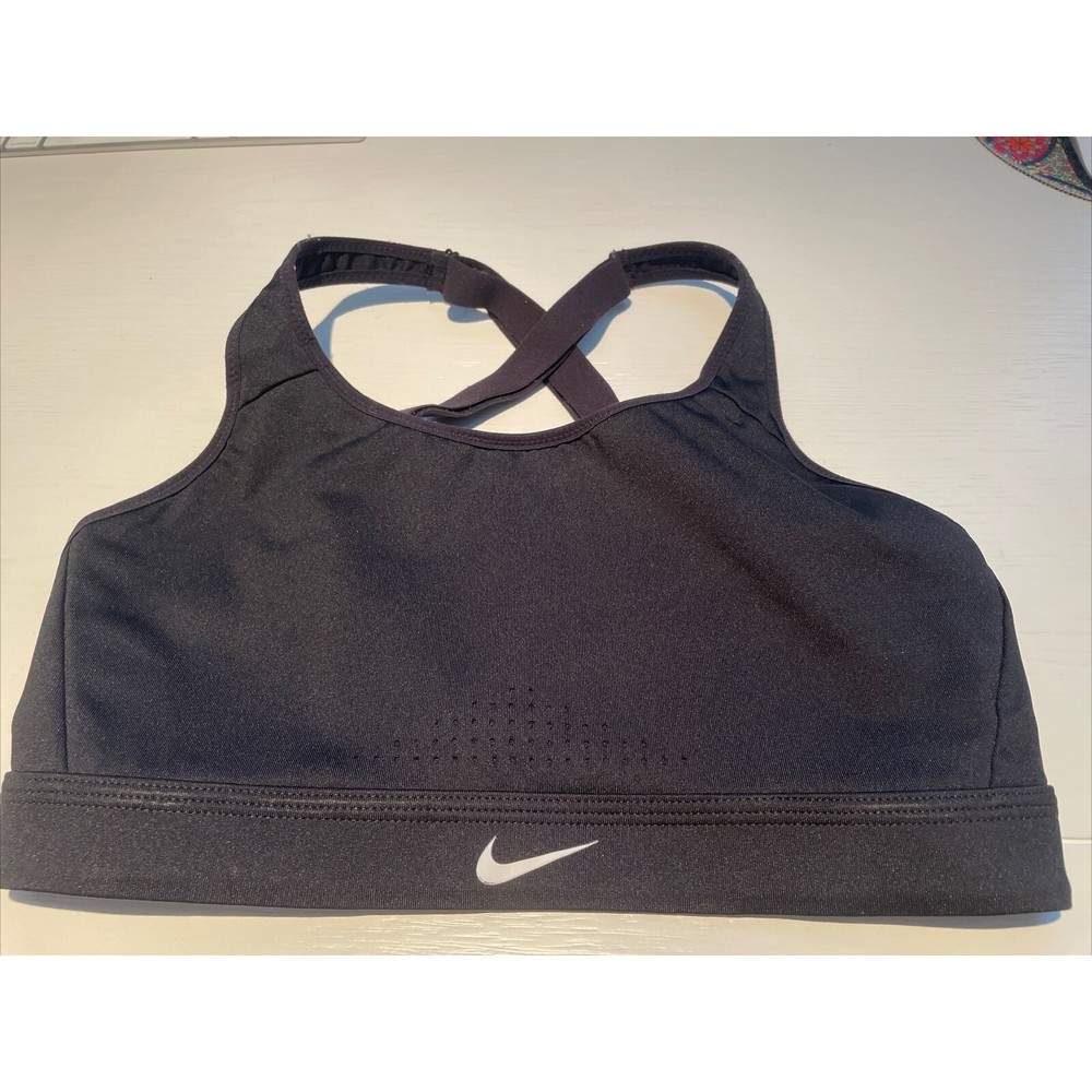 Nike Dri-FIT Women's M Sports Bra Black Criss Cross Racerback Adjustable Straps